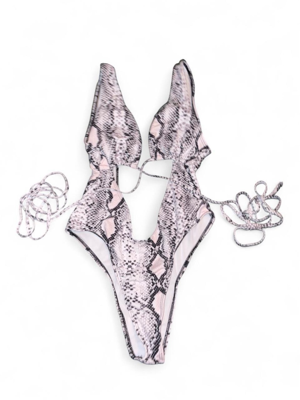 Snake Print One-Piece Tie-Side Swimsuit